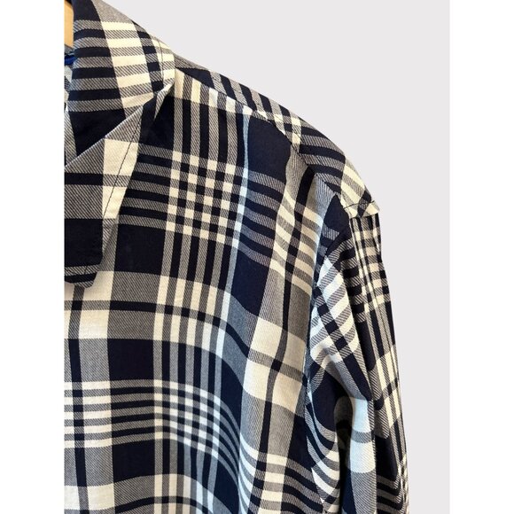 Talbots Plus 3X Navy White Plaid Button Down Shirt New Englander Coastal Chic - Picture 4 of 6